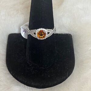 Bomb Party Orange Sapphire & White Topaz .925 Ring